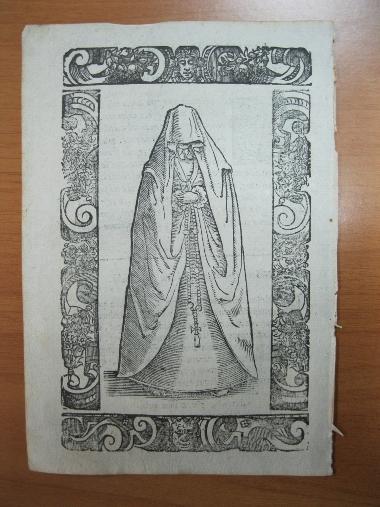 Xilografía de una doncella de España, 1598. Vecellio/Sessa